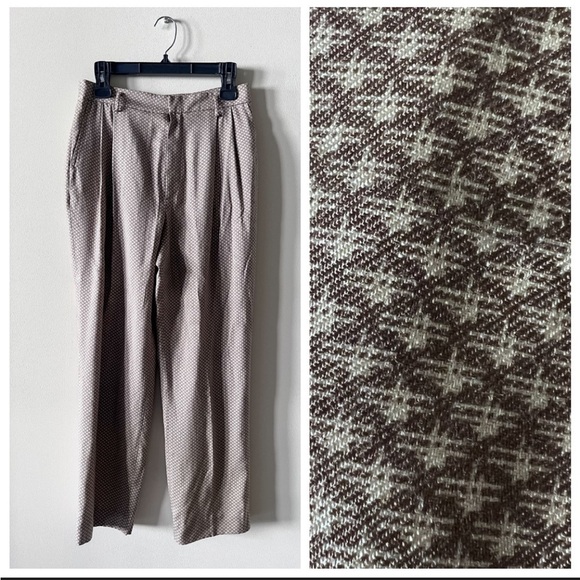 Ellen Tracy Brown and Cream Patterned Trousers - Picture 1 of 11